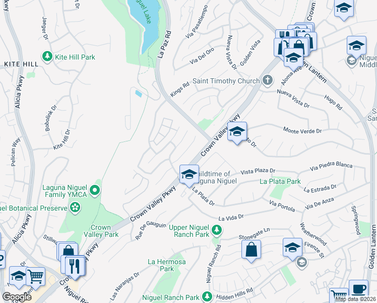 map of restaurants, bars, coffee shops, grocery stores, and more near 29412 Castle Road in Laguna Niguel