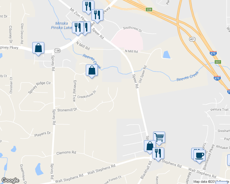 map of restaurants, bars, coffee shops, grocery stores, and more near 480 Emerald Trce in Jonesboro