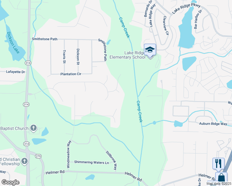 map of restaurants, bars, coffee shops, grocery stores, and more near 115 Ensley Point in Fayetteville