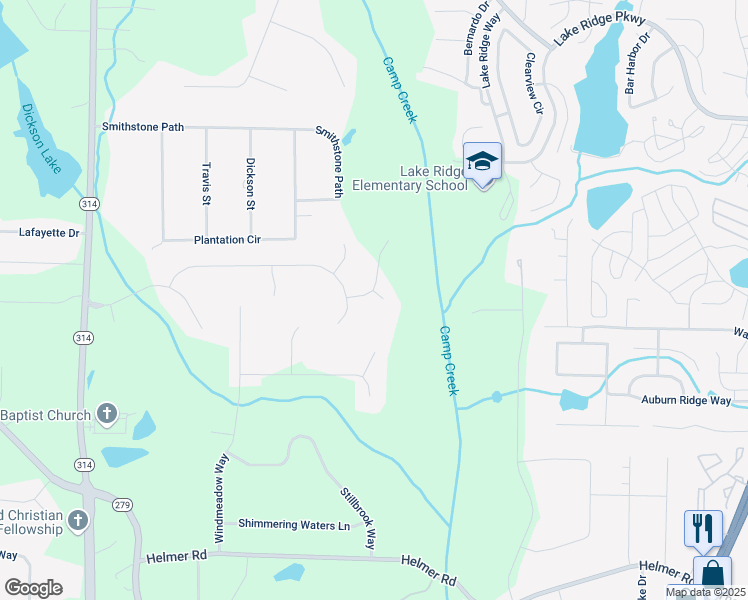 map of restaurants, bars, coffee shops, grocery stores, and more near 105 Ensley Point in Fayetteville