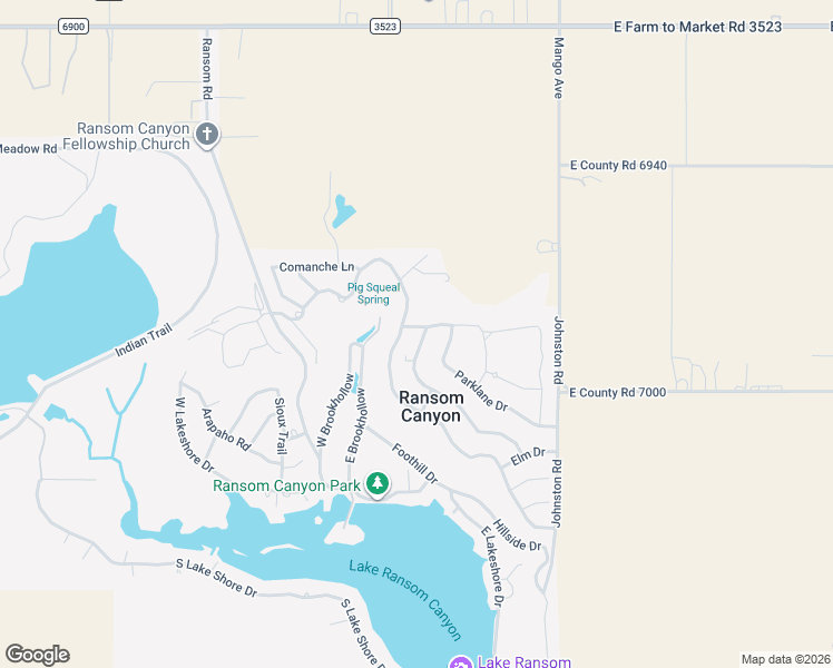 map of restaurants, bars, coffee shops, grocery stores, and more near 24 East Canyon View Drive in Ransom Canyon