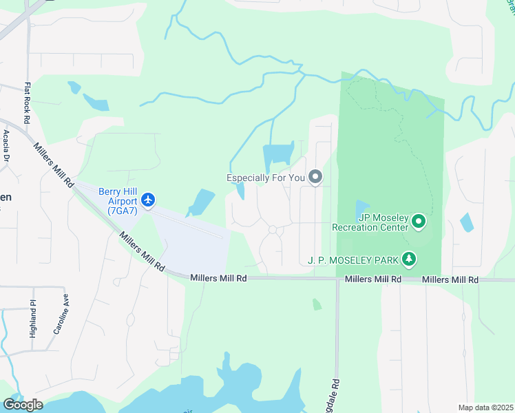map of restaurants, bars, coffee shops, grocery stores, and more near Kittyhawk Drive in Stockbridge