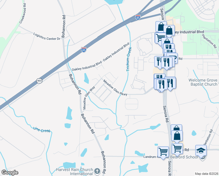 map of restaurants, bars, coffee shops, grocery stores, and more near 6037 Preserve Pass in Fairburn