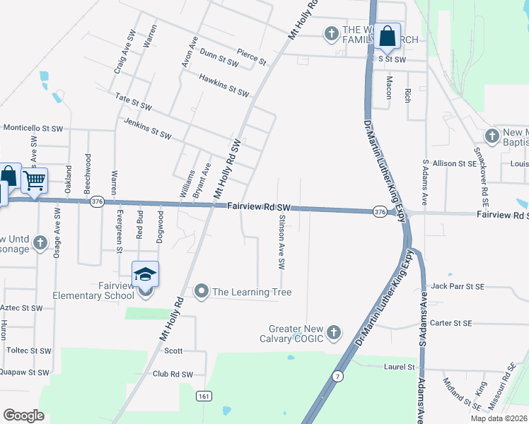map of restaurants, bars, coffee shops, grocery stores, and more near 431 Fairview Road Southwest in Camden