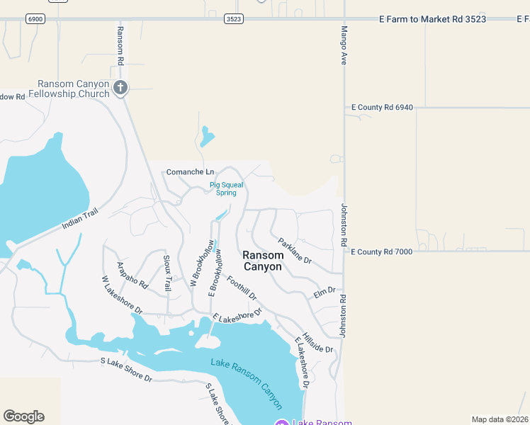 map of restaurants, bars, coffee shops, grocery stores, and more near 2 Highland Drive in Ransom Canyon