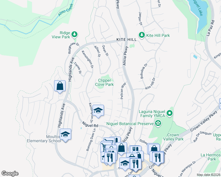 map of restaurants, bars, coffee shops, grocery stores, and more near 29441 Clipper Way in Laguna Niguel
