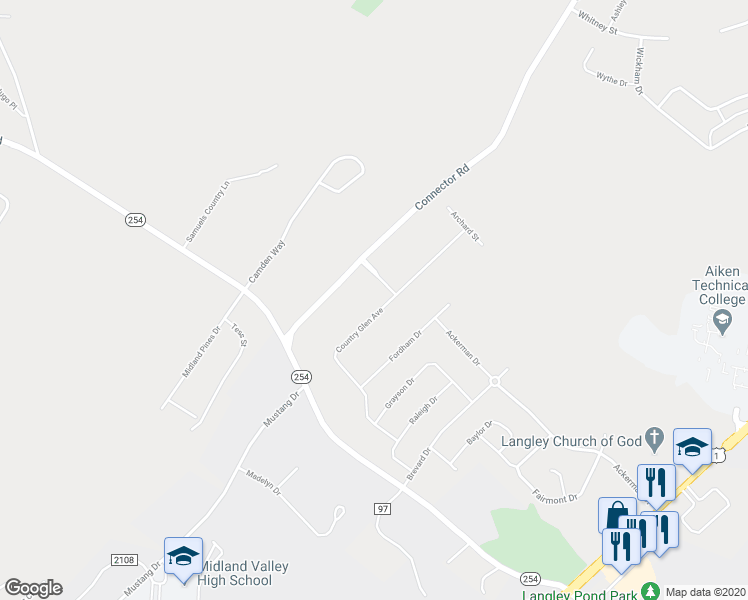 map of restaurants, bars, coffee shops, grocery stores, and more near 254 Country Glen Avenue in Graniteville