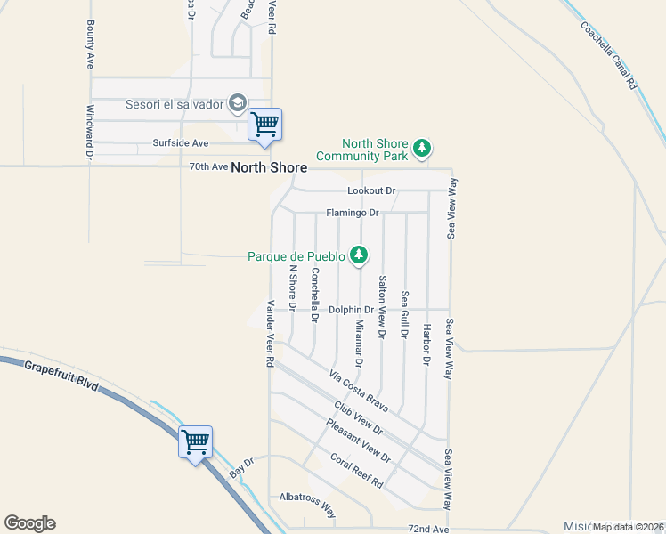 map of restaurants, bars, coffee shops, grocery stores, and more near 6th Street in Mecca