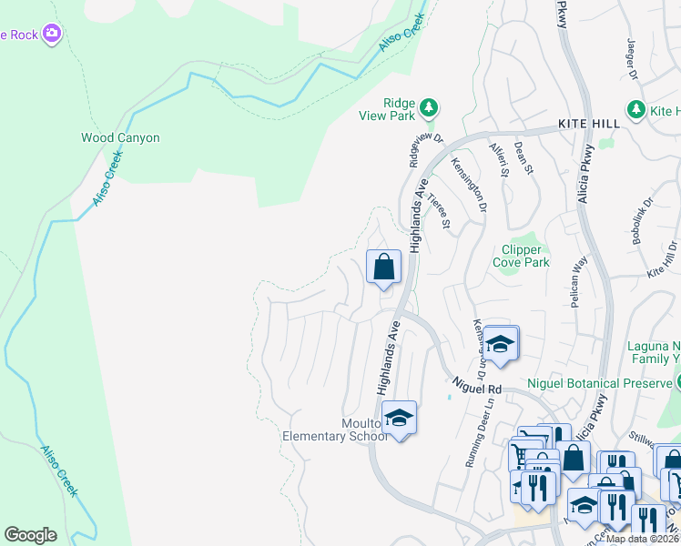 map of restaurants, bars, coffee shops, grocery stores, and more near 29372 Christiana Way in Laguna Niguel