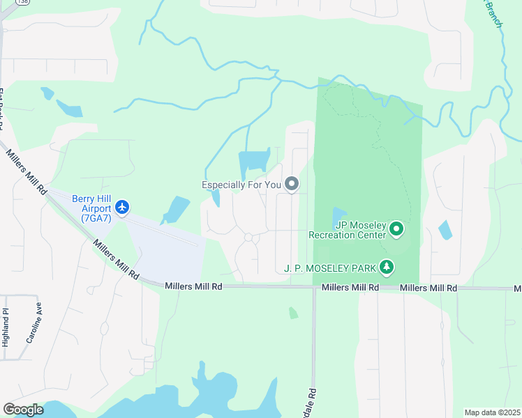 map of restaurants, bars, coffee shops, grocery stores, and more near Kittyhawk Drive in Stockbridge