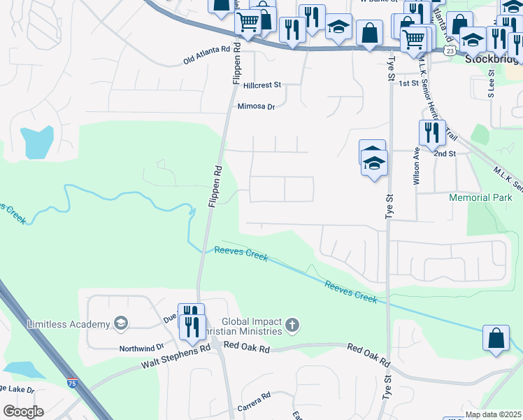map of restaurants, bars, coffee shops, grocery stores, and more near 608 Fairhaven Boulevard in Stockbridge