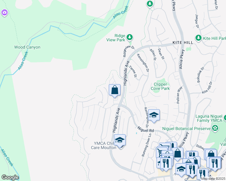 map of restaurants, bars, coffee shops, grocery stores, and more near 29386 Via Napoli in Laguna Niguel