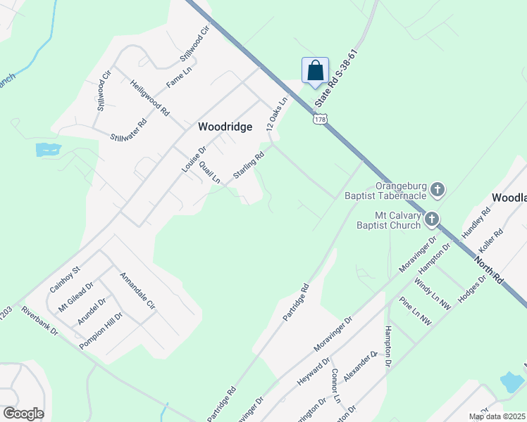 map of restaurants, bars, coffee shops, grocery stores, and more near 3725 Bochette Boulevard in Orangeburg
