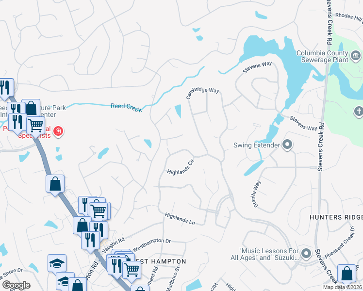 map of restaurants, bars, coffee shops, grocery stores, and more near 242 Watervale Road in Martinez