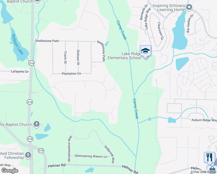 map of restaurants, bars, coffee shops, grocery stores, and more near 100 Rock Creek Trail in Fayetteville