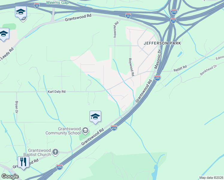 map of restaurants, bars, coffee shops, grocery stores, and more near 3251 Yellowhammer Drive in Birmingham