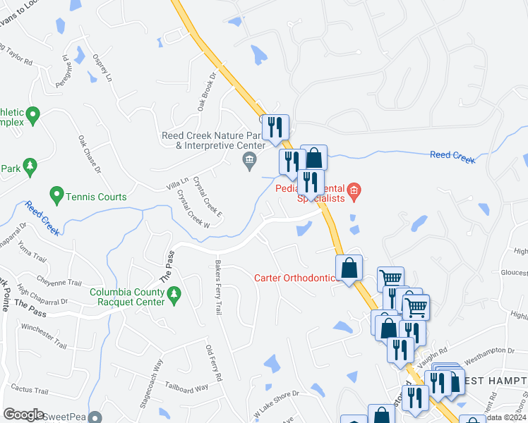 map of restaurants, bars, coffee shops, grocery stores, and more near 482-500 The Pass in Martinez