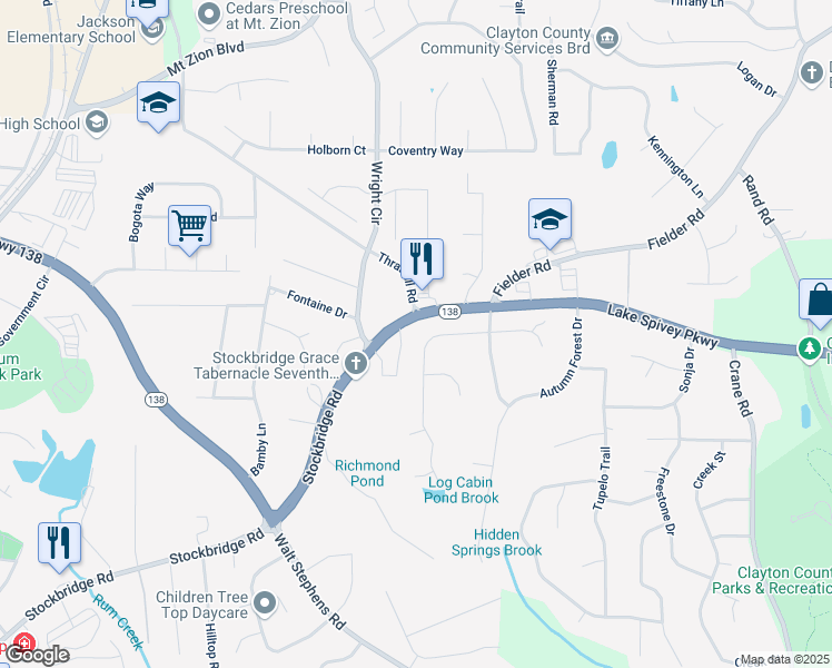 map of restaurants, bars, coffee shops, grocery stores, and more near 1870 Hardwood Court in Jonesboro