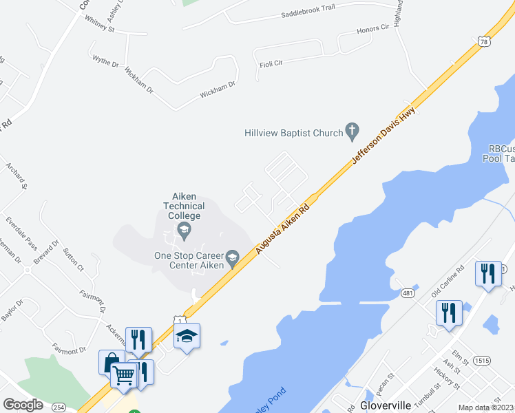 map of restaurants, bars, coffee shops, grocery stores, and more near Climbing Rose Boulevard in Graniteville