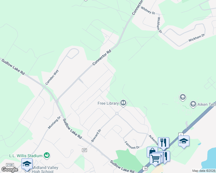 map of restaurants, bars, coffee shops, grocery stores, and more near 131 Country Glenn Avenue in Graniteville