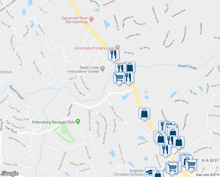map of restaurants, bars, coffee shops, grocery stores, and more near 215 Brook Court in Martinez