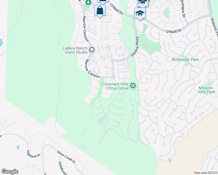 map of restaurants, bars, coffee shops, grocery stores, and more near 11 Tango Lane in Mission Viejo