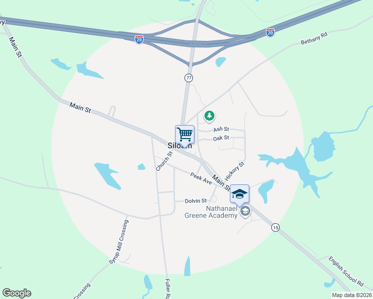 map of restaurants, bars, coffee shops, grocery stores, and more near in Siloam