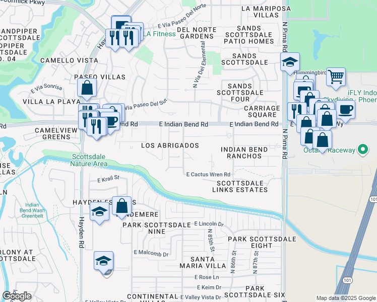 map of restaurants, bars, coffee shops, grocery stores, and more near 6915 North 84th Street in Scottsdale