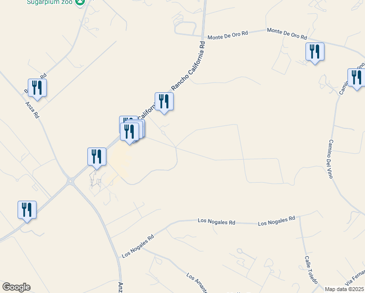 map of restaurants, bars, coffee shops, grocery stores, and more near Via Del Ponte in Temecula