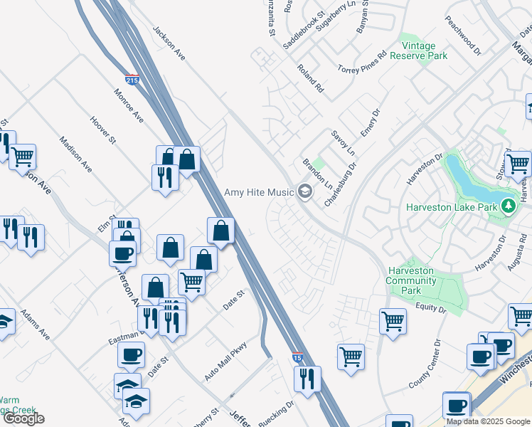 map of restaurants, bars, coffee shops, grocery stores, and more near 40950 Temecula Center Drive in Temecula