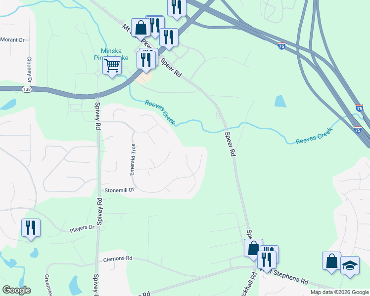 map of restaurants, bars, coffee shops, grocery stores, and more near 1037 Chads Ridge in Jonesboro