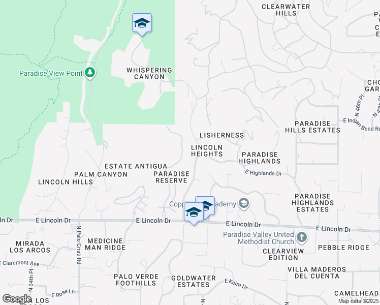 map of restaurants, bars, coffee shops, grocery stores, and more near 6664 North 40th Street in Paradise Valley