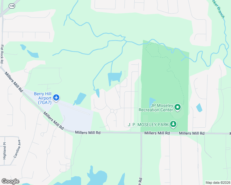 map of restaurants, bars, coffee shops, grocery stores, and more near 909 Millers Mill Road in Stockbridge
