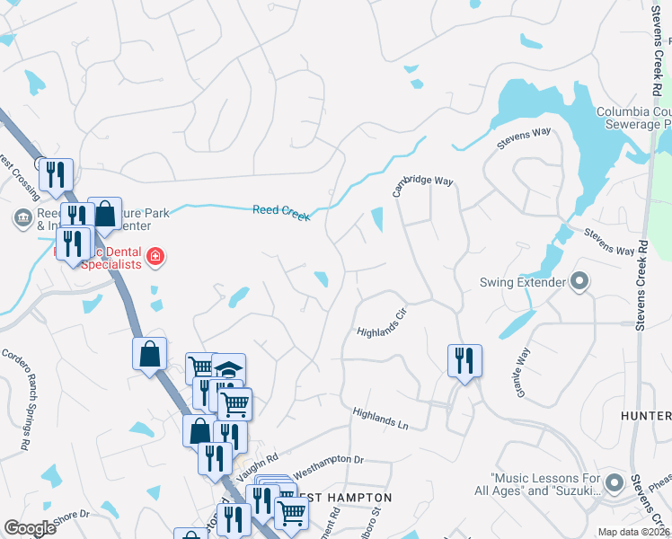 map of restaurants, bars, coffee shops, grocery stores, and more near 3695 Foxfire Place in Martinez