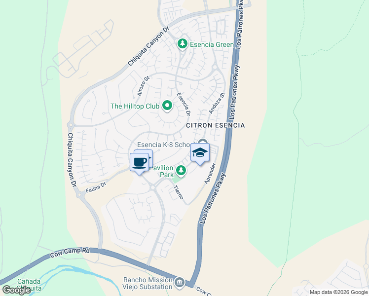 map of restaurants, bars, coffee shops, grocery stores, and more near 64 Cadencia Street in Ladera Ranch