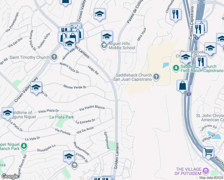 map of restaurants, bars, coffee shops, grocery stores, and more near 25451 Del Cobre in Laguna Niguel