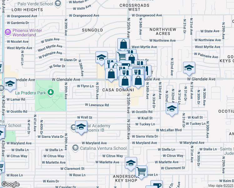 map of restaurants, bars, coffee shops, grocery stores, and more near in Phoenix