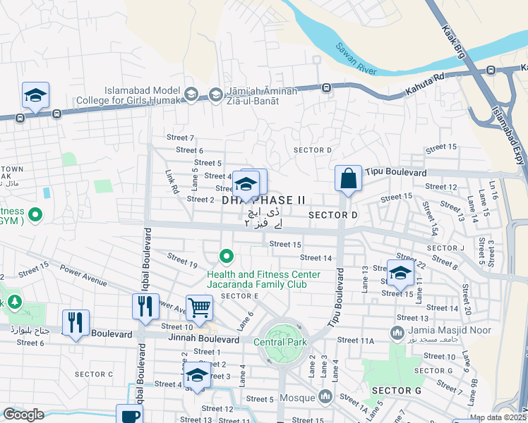 map of restaurants, bars, coffee shops, grocery stores, and more near in Islamabad