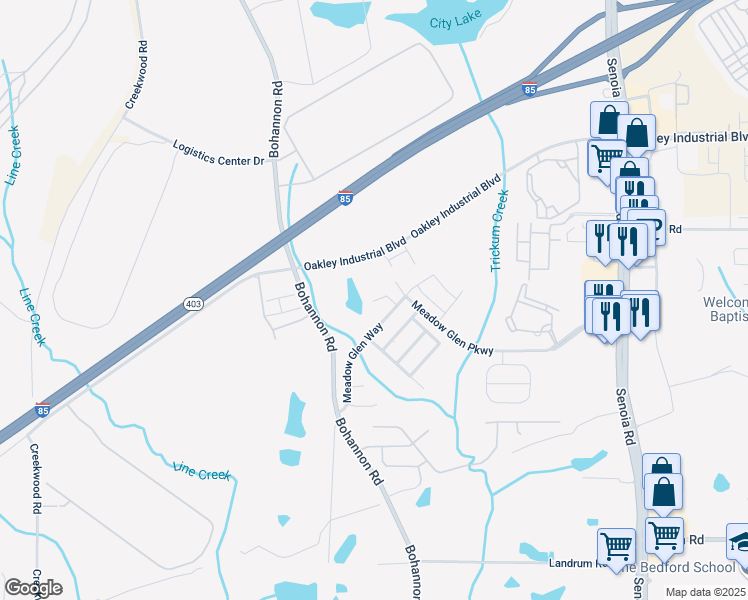 map of restaurants, bars, coffee shops, grocery stores, and more near 4080 Olde Glen Cove in Fairburn