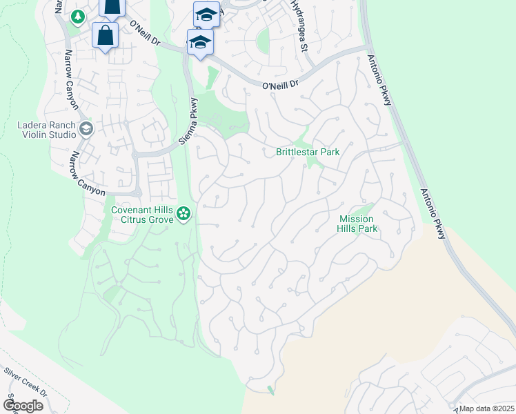 map of restaurants, bars, coffee shops, grocery stores, and more near 17 Basilica Place in Ladera Ranch