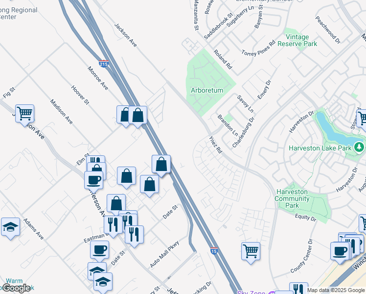 map of restaurants, bars, coffee shops, grocery stores, and more near 40950 Temecula Center Drive in Temecula