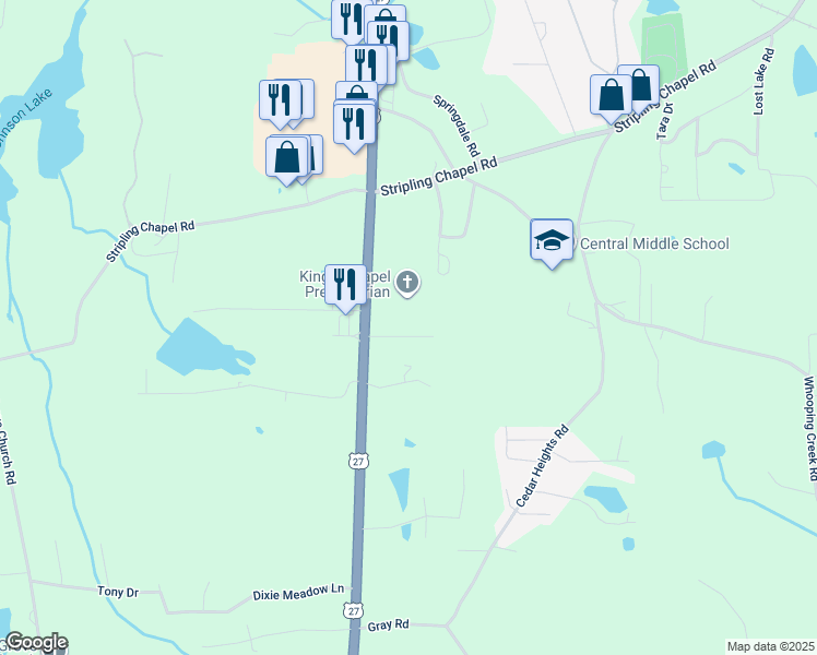 map of restaurants, bars, coffee shops, grocery stores, and more near 50 Walker Drive in Carrollton