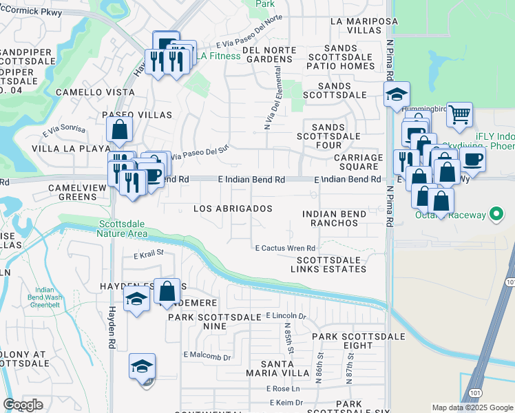 map of restaurants, bars, coffee shops, grocery stores, and more near 6915 North 84th Street in Scottsdale