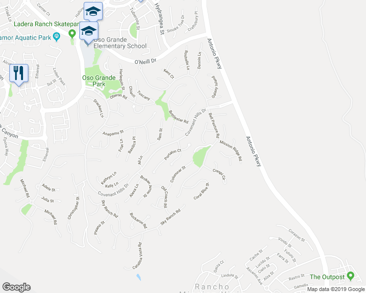 map of restaurants, bars, coffee shops, grocery stores, and more near 35 Portalon Ct in Ladera Ranch