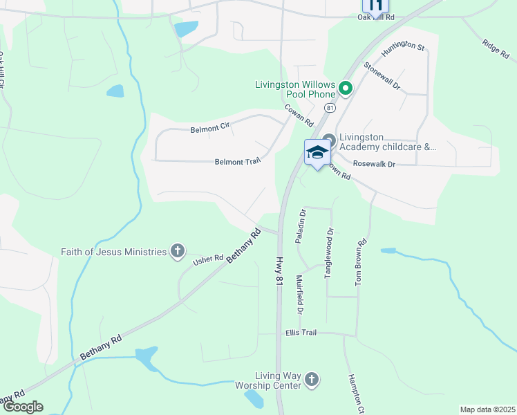 map of restaurants, bars, coffee shops, grocery stores, and more near 40 Cannonade Court in Covington