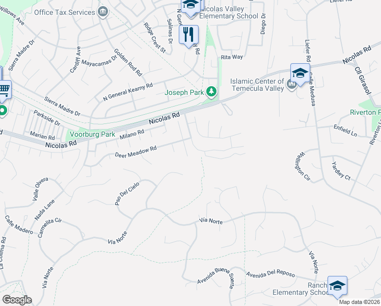map of restaurants, bars, coffee shops, grocery stores, and more near 40236 Holden Circle in Temecula