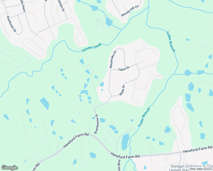 map of restaurants, bars, coffee shops, grocery stores, and more near 410 Weyanoke Drive in Evans
