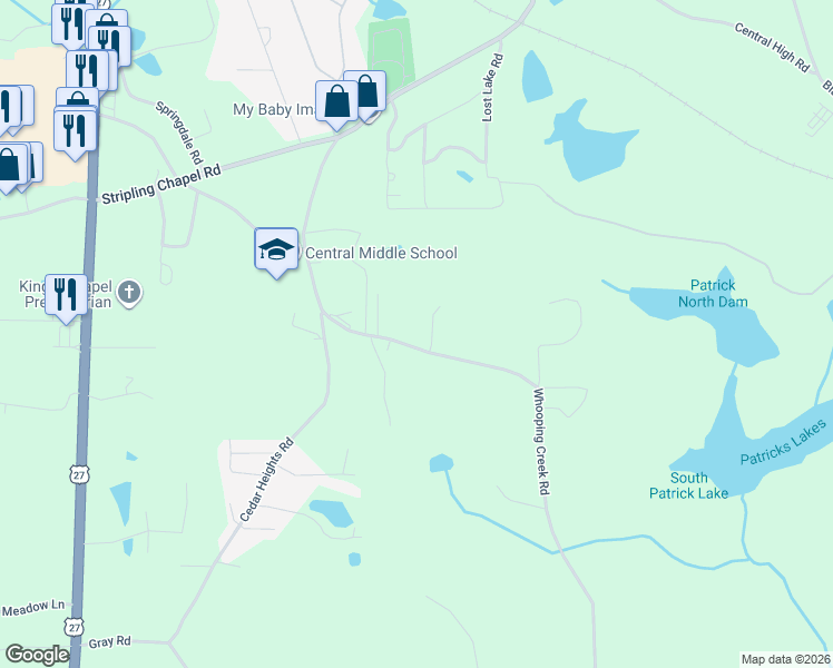 map of restaurants, bars, coffee shops, grocery stores, and more near 322 Whooping Creek Road in Carrollton