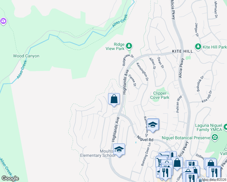 map of restaurants, bars, coffee shops, grocery stores, and more near 29314 Elba Drive in Laguna Niguel