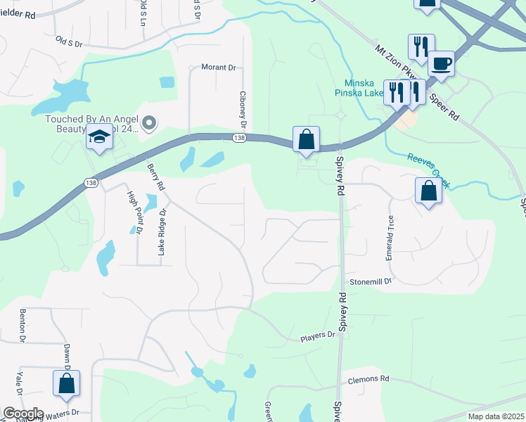 map of restaurants, bars, coffee shops, grocery stores, and more near 230 Hunting Court in Jonesboro